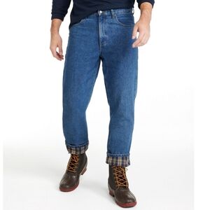L.L. Bean Men's 38x30 Blue Double L Straight Jeans Flannel-Lined Denim Cotton